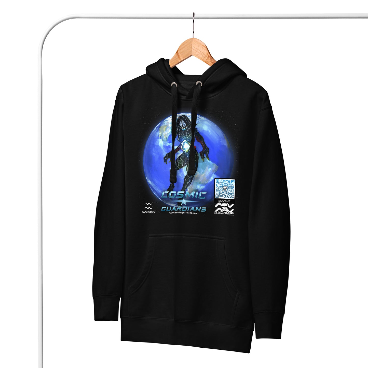 TIME QUEEN - Aquarius - Cosmic Guardians QR GAME CODE - Adult Hoodie