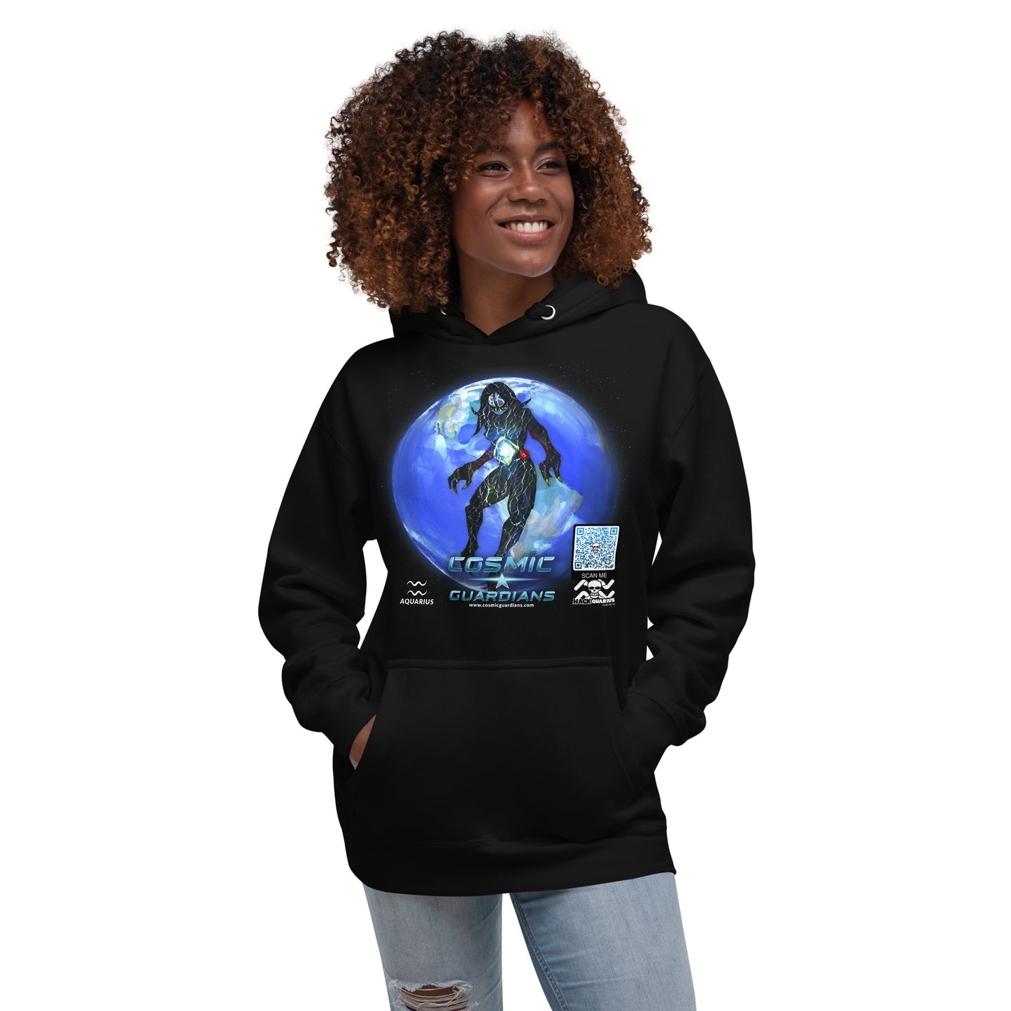 TIME QUEEN - Aquarius - Cosmic Guardians QR GAME CODE - Adult Hoodie