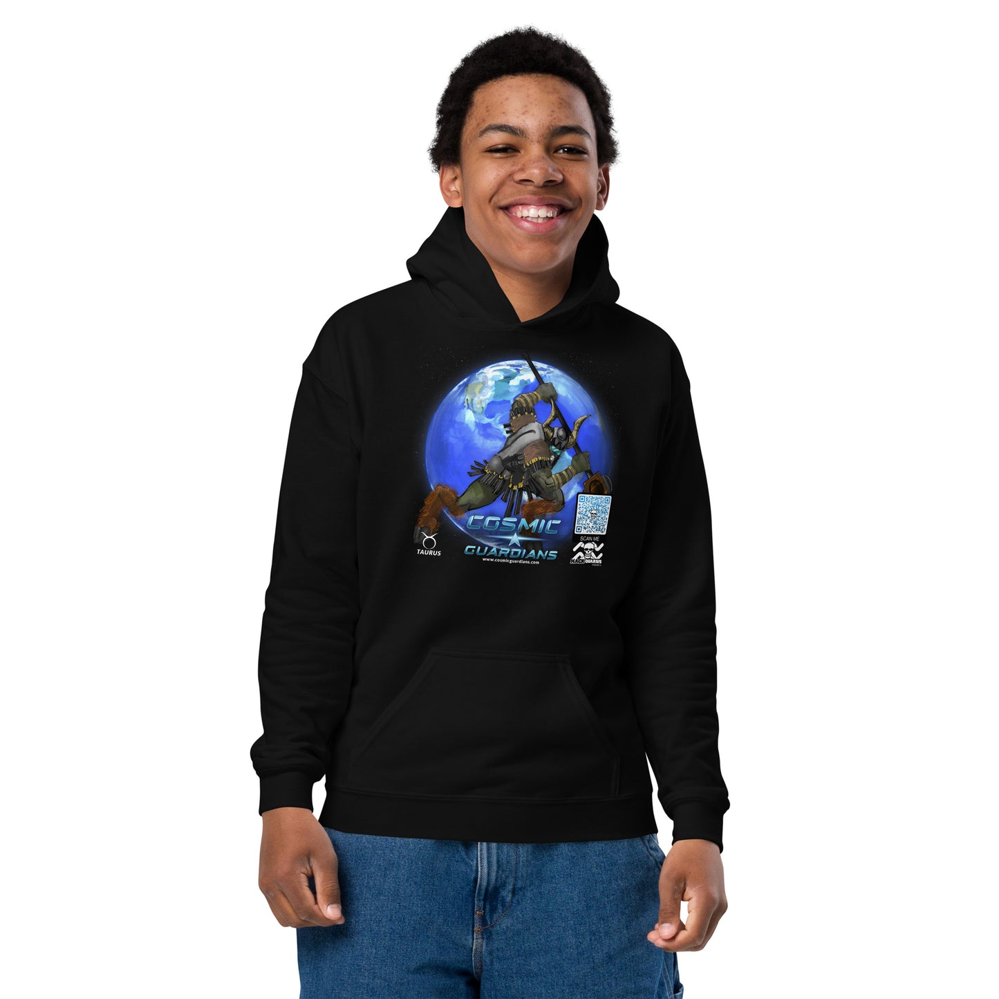 SUPREME SMASHER - Taurus - Cosmic Guardians QR GAME CODE - Teen Hoodie