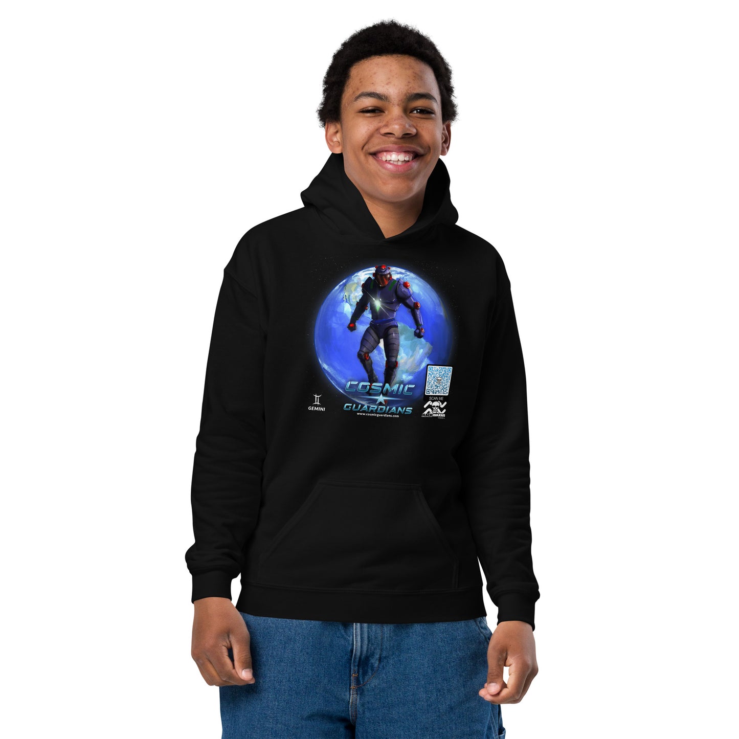 TWIN COMMANDER - Gemini - Cosmic Guardians QR GAME CODE - Teen Hoodie