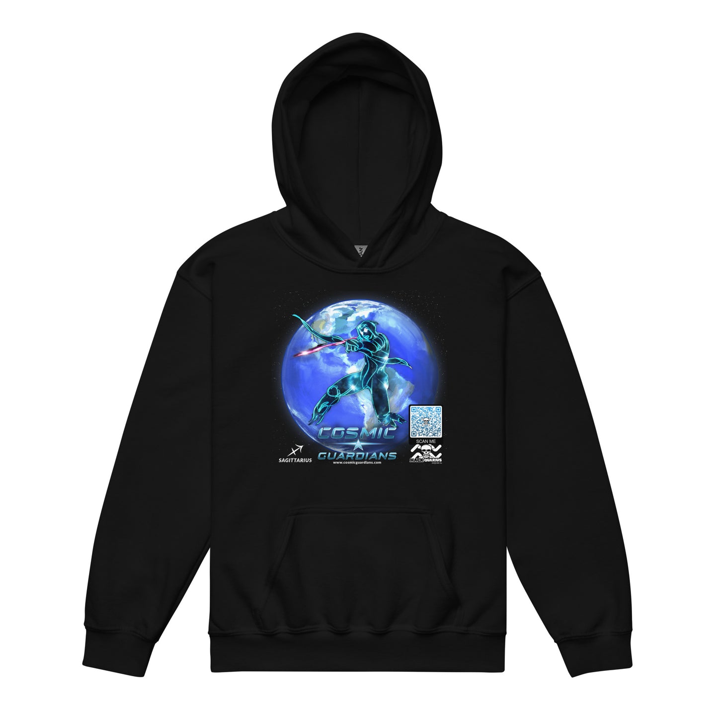 SHOOTING STAR - Sagittarius - Cosmic Guardians QR GAME CODE - Teen Hoodie