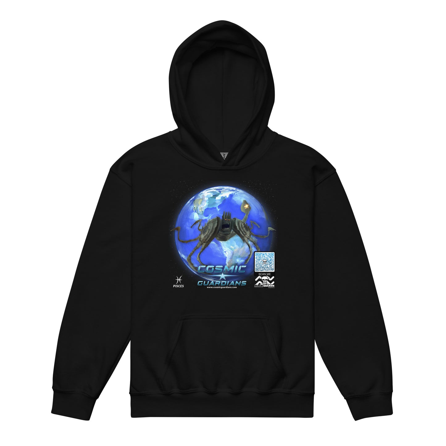 KING LEVIATHAN - Pisces - Cosmic Guardians QR GAME CODE - Teen Hoodie